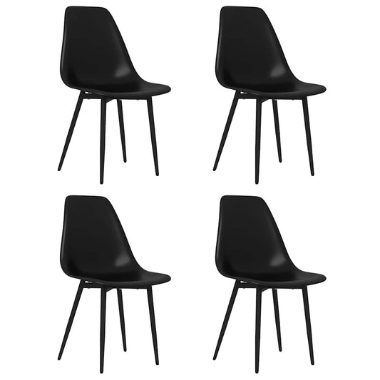 Dining Chair | Set of 4 | Black | Polypropylene, Powder-Coated Metal