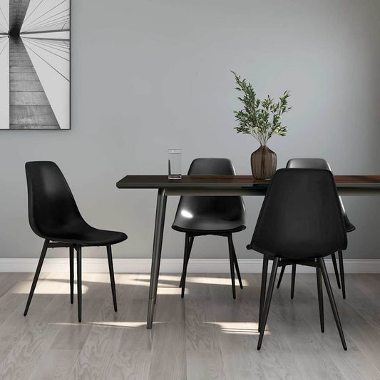 Dining Chair | Set of 4 | Black | Polypropylene, Powder-Coated Metal