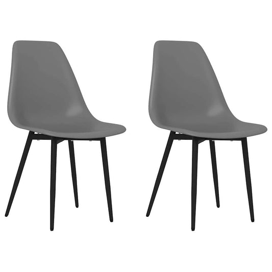 Dining Chair | Set of 2 | Grey | Polypropylene, powder-coated metal