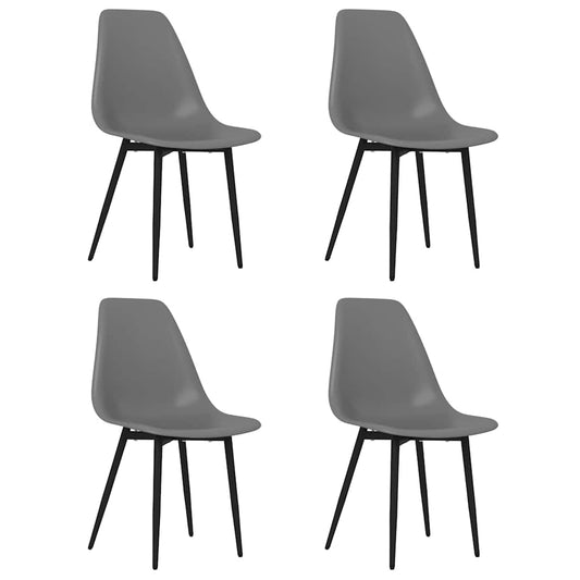 Dining Chair | Set of 4 | Grey | Polypropylene, Powder-Coated Metal