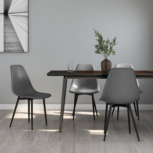 Dining Chair | Set of 4 | Grey | Polypropylene, Powder-Coated Metal