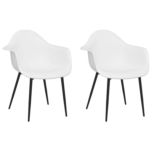 Dining Chair |  Set of 2 | White | Polypropylene, Powder-coated metal