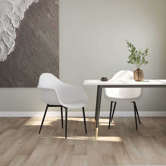Dining Chair |  Set of 2 | White | Polypropylene, Powder-coated metal