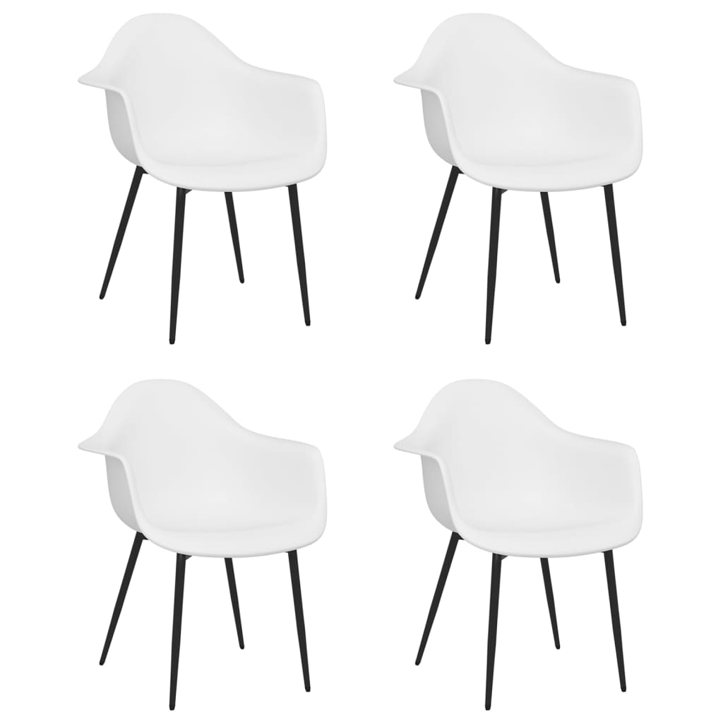 Dining Chair | Set of 4 | White | Polypropylene, Powder-Coated Metal