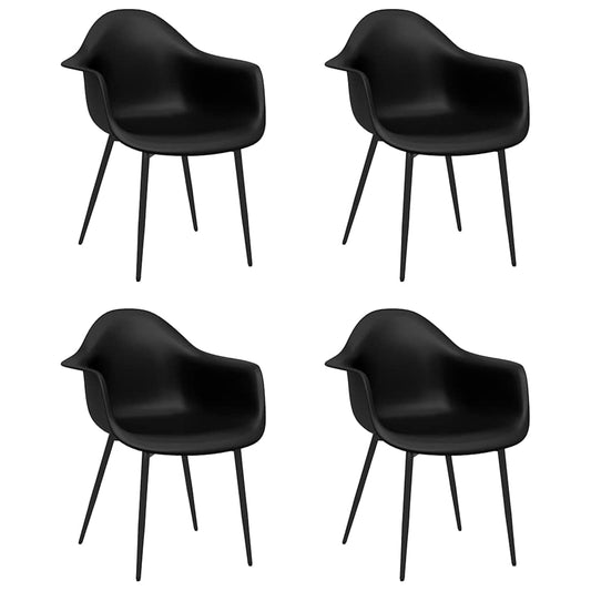 Dining Chair | Set of 4 | Black | Polypropylene, Powder-coated metal