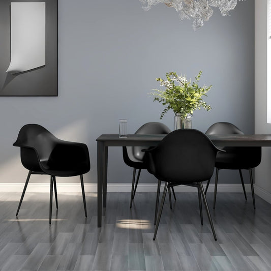 Dining Chair | Set of 4 | Black | Polypropylene, Powder-coated metal