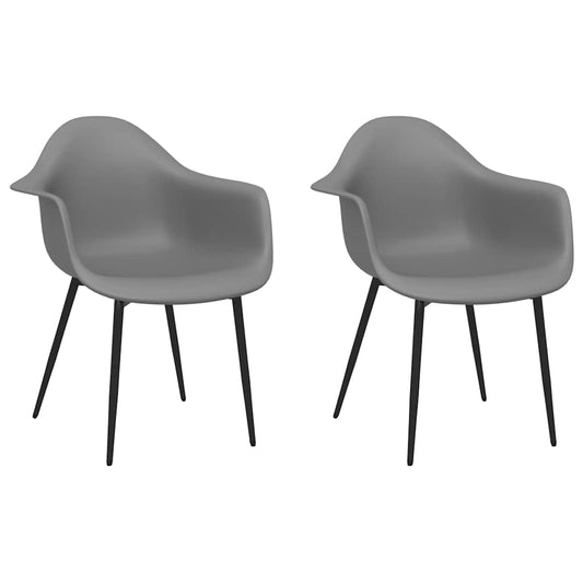 Dining Chair | Set of 2 | Grey | Polypropylene, Powder-Coated Metal