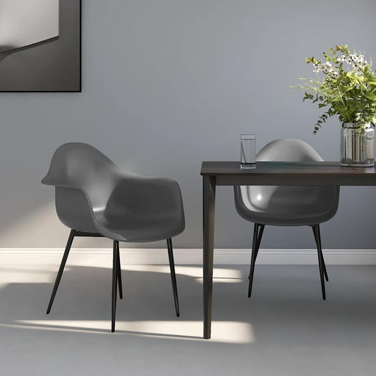 Dining Chair | Set of 2 | Grey | Polypropylene, Powder-Coated Metal