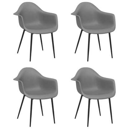 Dining Chair | Set of 4 | Grey | Polypropylene, powder-coated metal