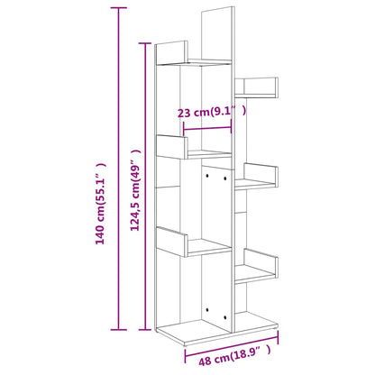 808913 vidaXL Book Cabinet Concrete Grey 48x25,5x140 cm Engineered Wood