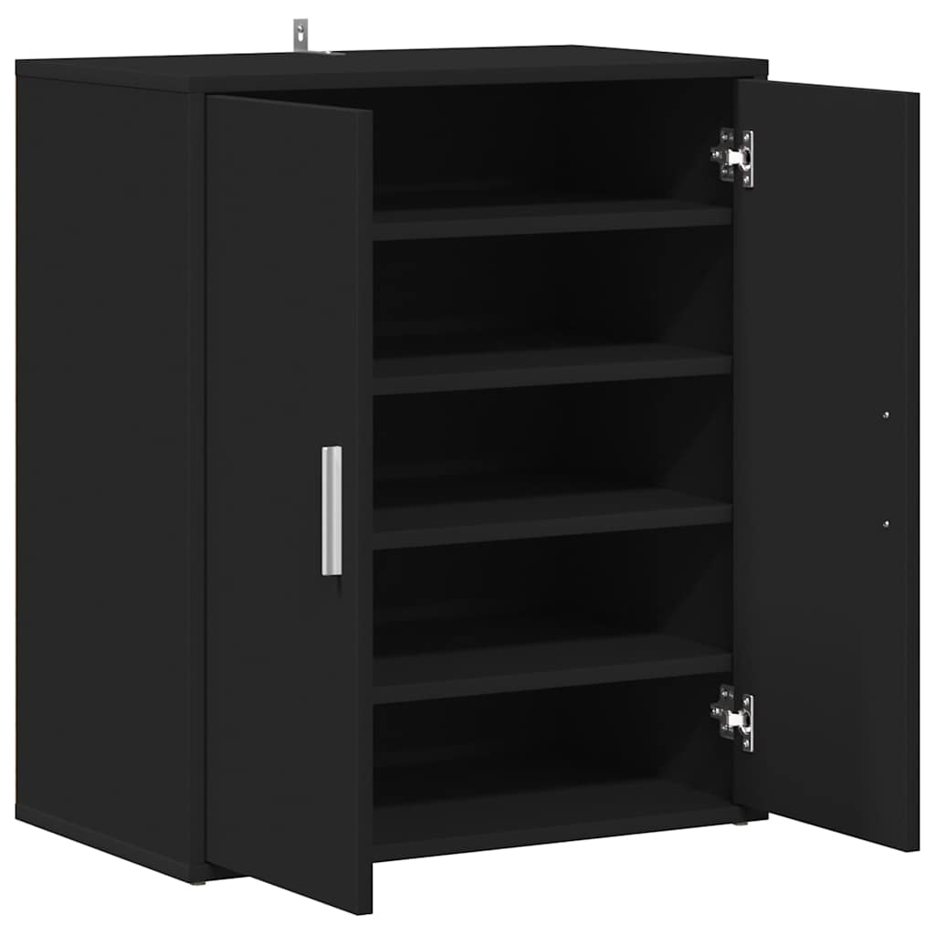808919 vidaXL Shoe Cabinet Black 60x35x70 cm Engineered Wood