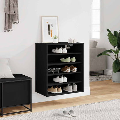 808937 vidaXL Shoe Cabinet Black 60x35x70 cm Engineered Wood