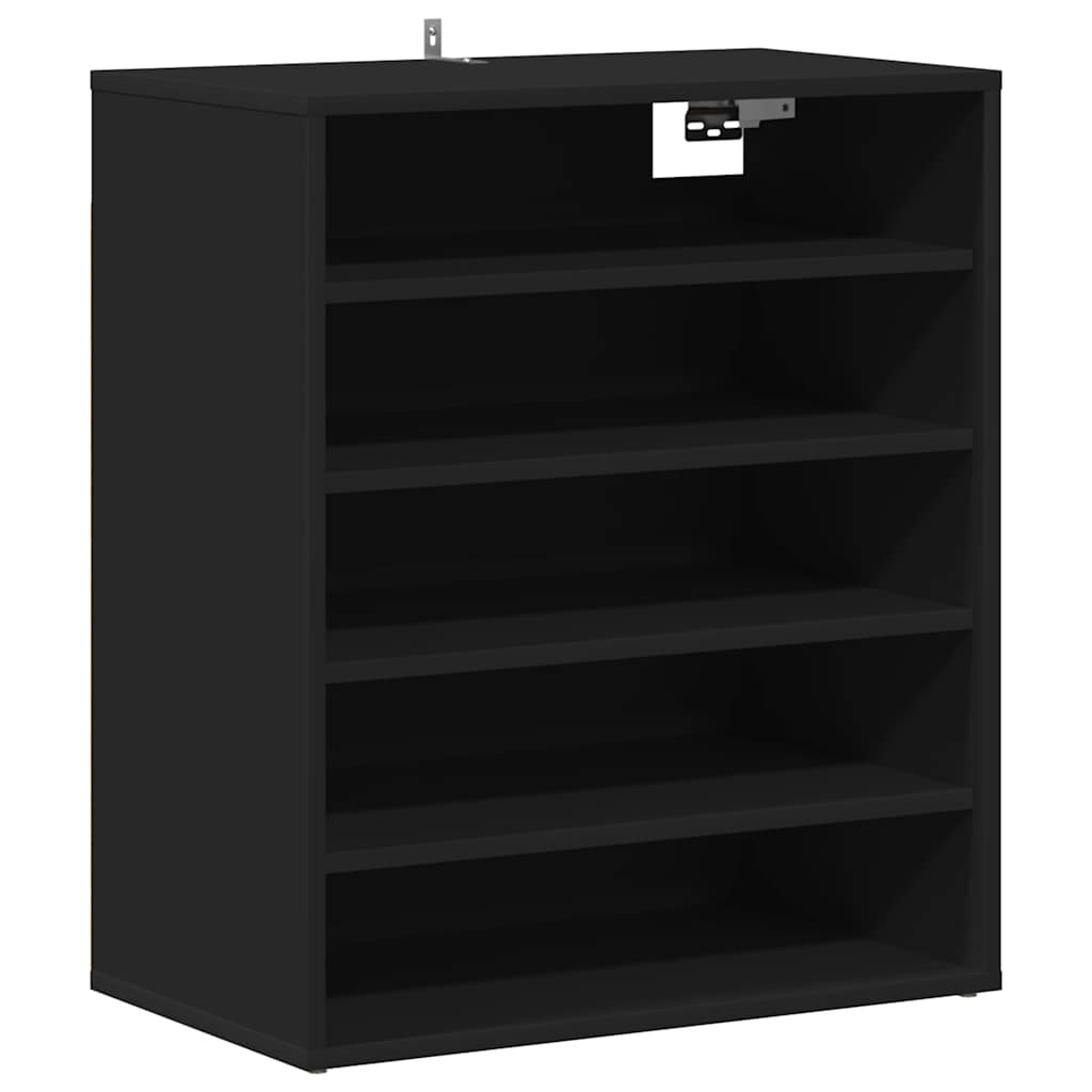808937 vidaXL Shoe Cabinet Black 60x35x70 cm Engineered Wood