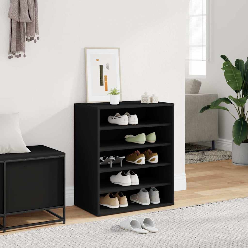 808937 vidaXL Shoe Cabinet Black 60x35x70 cm Engineered Wood