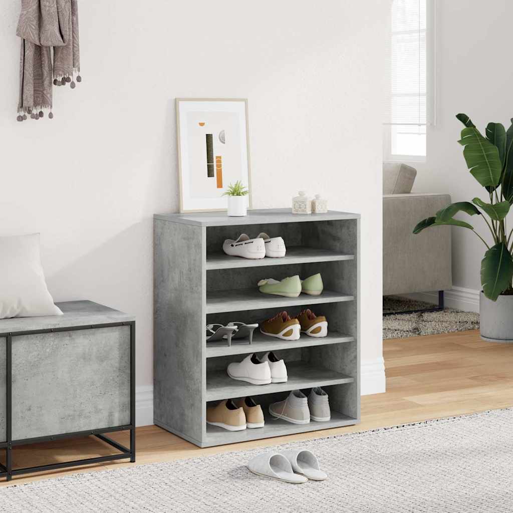808940 vidaXL Shoe Cabinet Concrete Grey 60x35x70 cm Engineered Wood