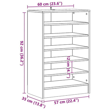 808945 vidaXL Shoe Cabinet White 60x35x92 cm Engineered Wood