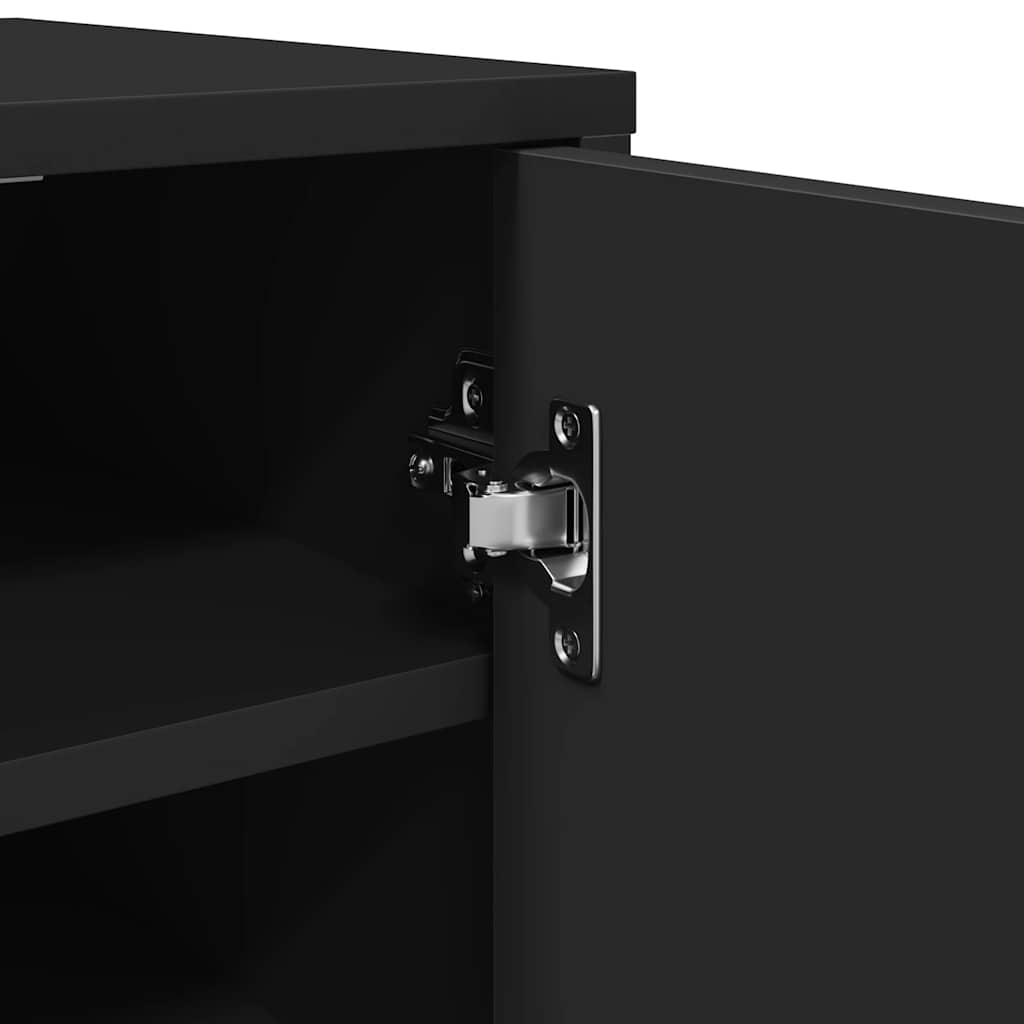 808956 vidaXL Shoe Cabinet Black 32x35x70 cm Engineered Wood