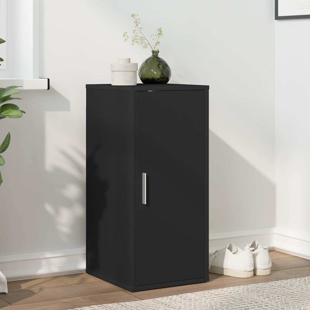 808956 vidaXL Shoe Cabinet Black 32x35x70 cm Engineered Wood