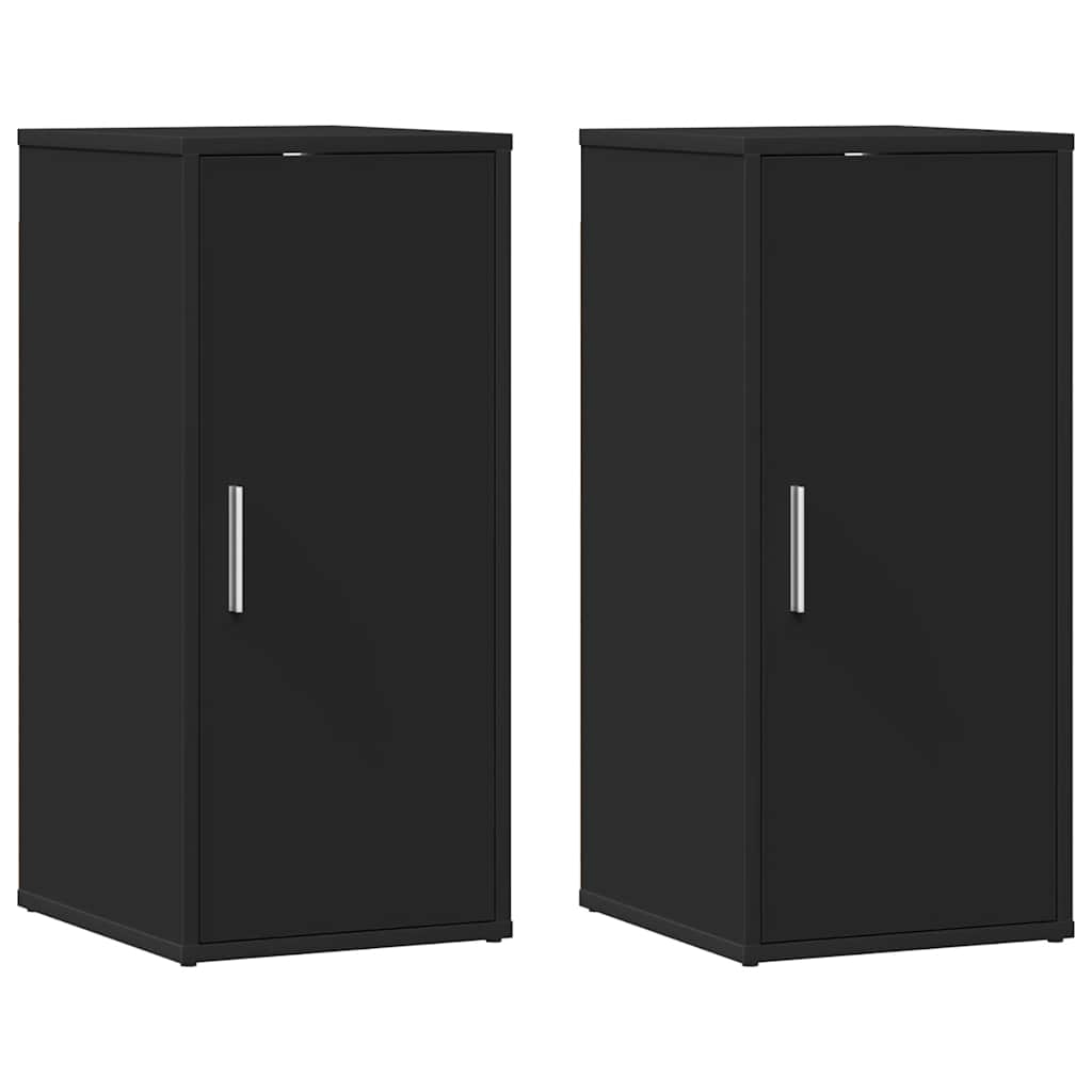 808957 vidaXL Shoe Cabinets 2 pcs Black 32x35x70 cm Engineered Wood