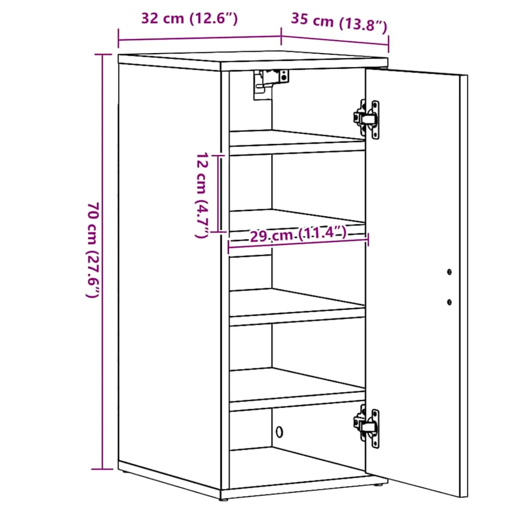 808957 vidaXL Shoe Cabinets 2 pcs Black 32x35x70 cm Engineered Wood