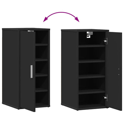 808957 vidaXL Shoe Cabinets 2 pcs Black 32x35x70 cm Engineered Wood