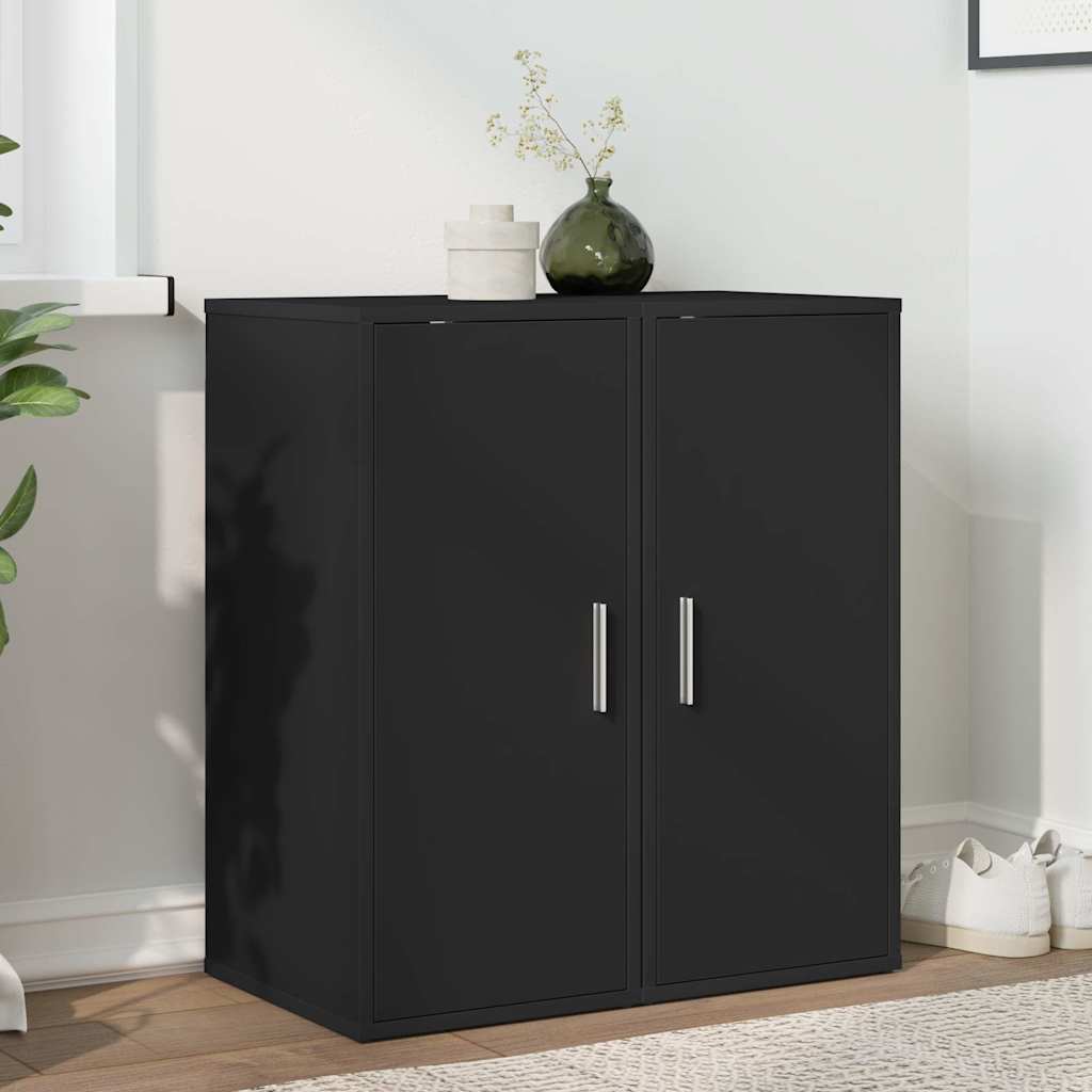 808957 vidaXL Shoe Cabinets 2 pcs Black 32x35x70 cm Engineered Wood