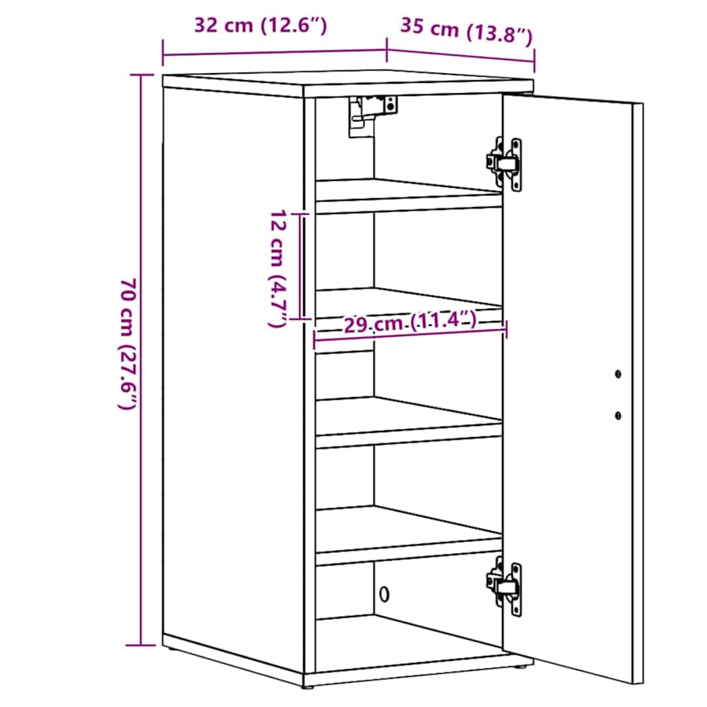808961 vidaXL Shoe Cabinets 2 pcs Sonoma Oak 32x35x70 cm Engineered Wood