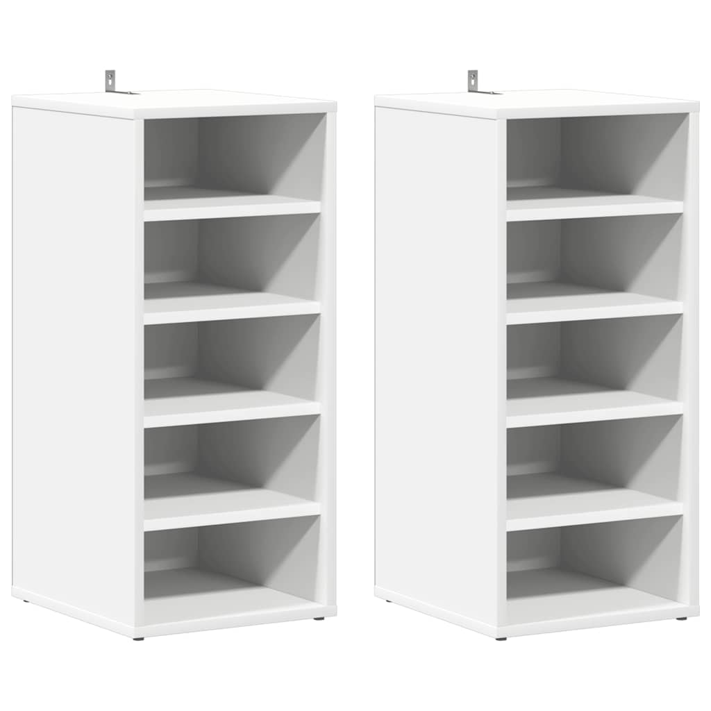 808982 vidaXL Shoe Cabinets 2 pcs White 31,5x35x70 cm Engineered Wood