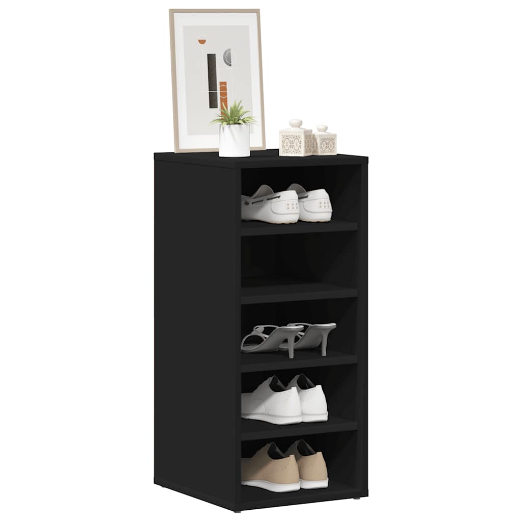 808983 vidaXL Shoe Cabinet Black 31,5x35x70 cm Engineered Wood
