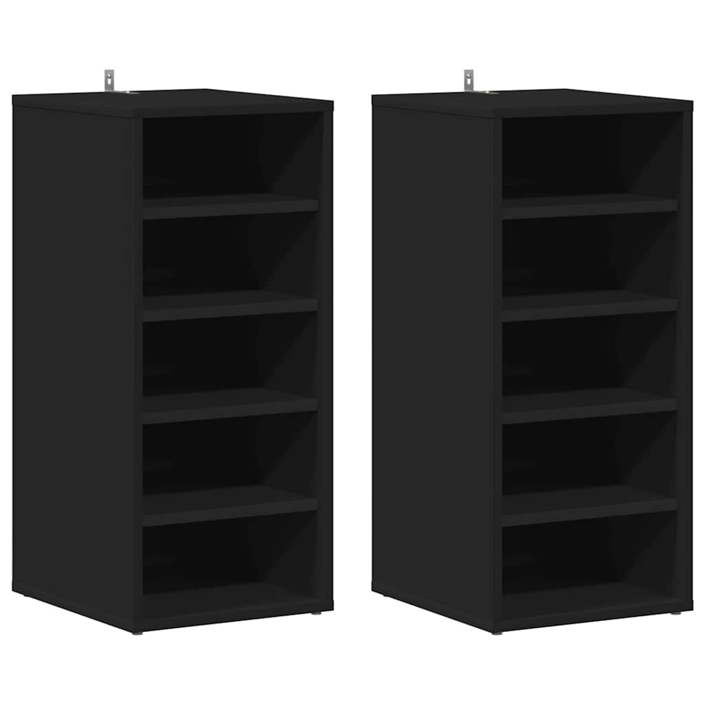 808984 vidaXL Shoe Cabinets 2 pcs Black 31,5x35x70 cm Engineered Wood