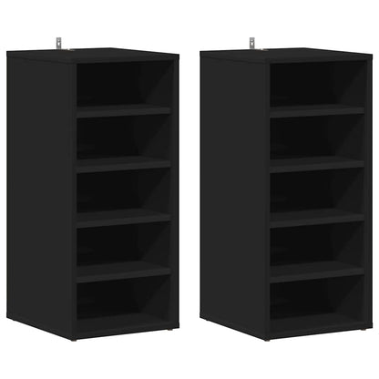 808984 vidaXL Shoe Cabinets 2 pcs Black 31,5x35x70 cm Engineered Wood