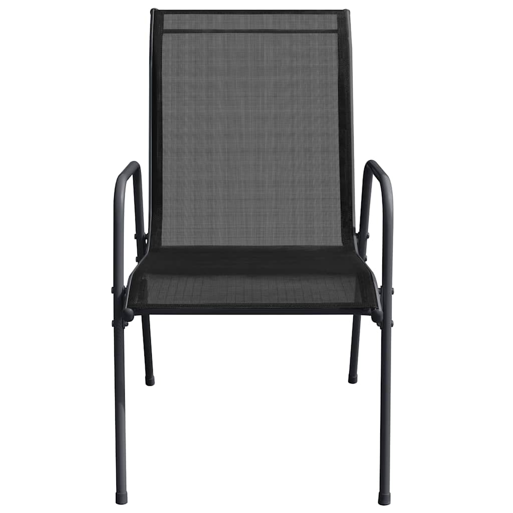 Garden Chair | Set of 6 | Black and anthracite | Steel, Textilene | Large