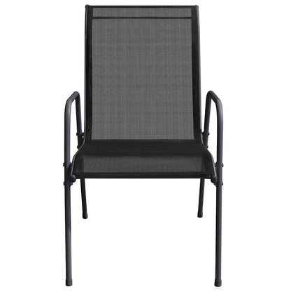 Garden Chair | Set of 6 | Black and anthracite | Steel, Textilene | Large