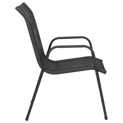 Garden Chair | Set of 6 | Black and anthracite | Steel, Textilene | Large