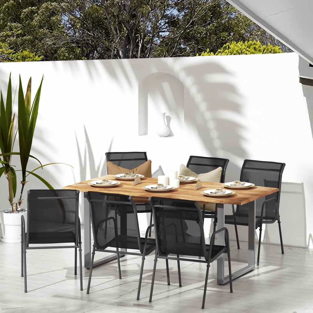 Garden Chair | Set of 6 | Black and anthracite | Steel, Textilene | Large
