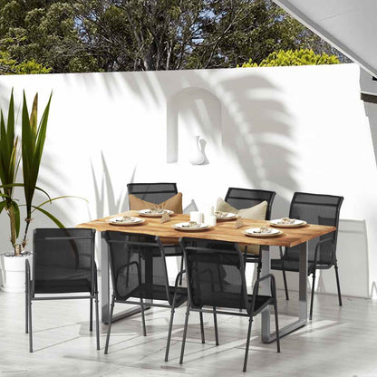Garden Chair | Set of 6 | Black and anthracite | Steel, Textilene | Large