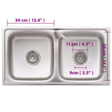 Camping Sink Double Basins with Tap Stainless Steel