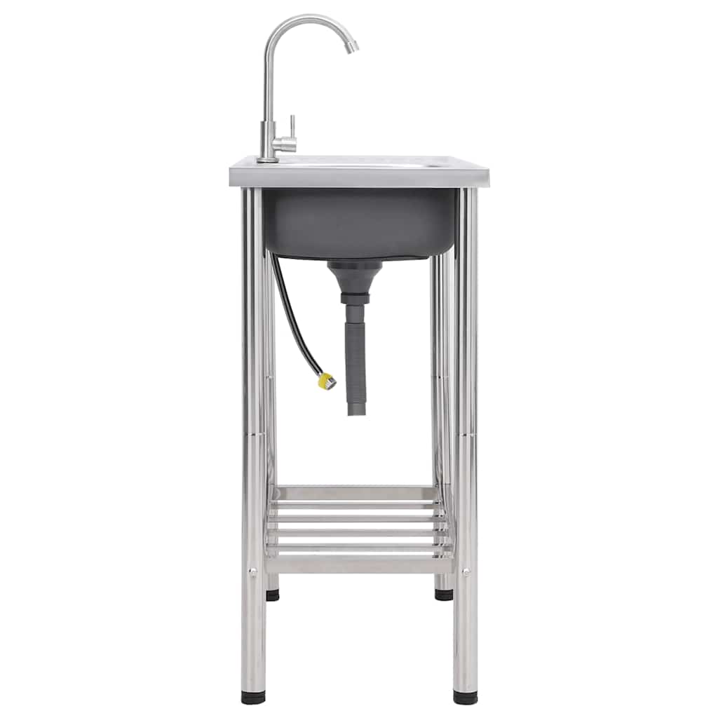 Camping Sink Single Basin with Tap Stainless Steel