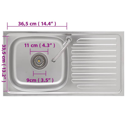 Camping Sink Single Basin with Tap Stainless Steel