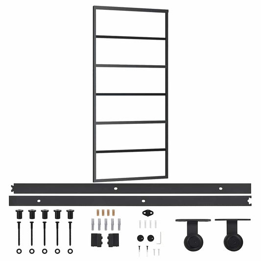 Sliding Door with Hardware Set ESG Glass&Aluminium 90x205 cm
