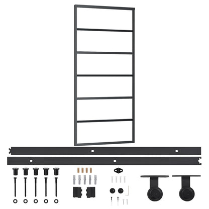 Sliding Door with Hardware Set ESG Glass&Aluminium 90x205 cm