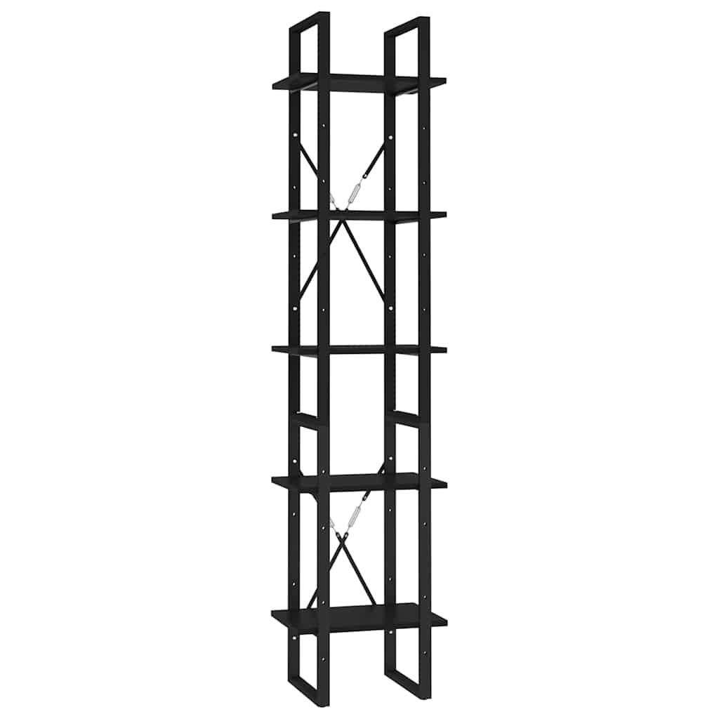 5-Tier Book Cabinet Black 15.7"x11.8"x68.9" Engineered Wood