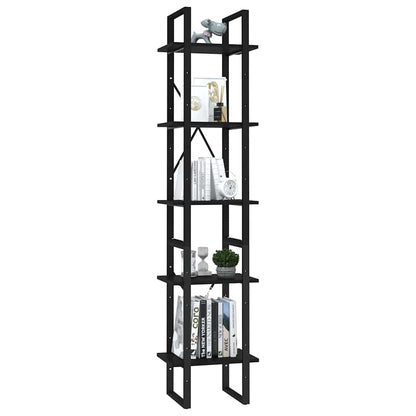 5-Tier Book Cabinet Black 15.7"x11.8"x68.9" Engineered Wood