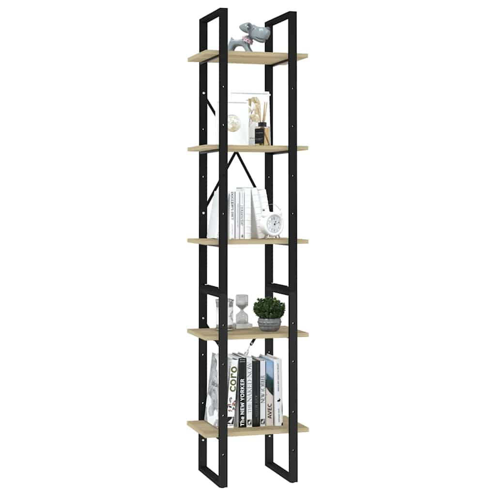 5-Tier Book Cabinet Sonoma Oak 15.7"x11.8"x68.9" Engineered Wood
