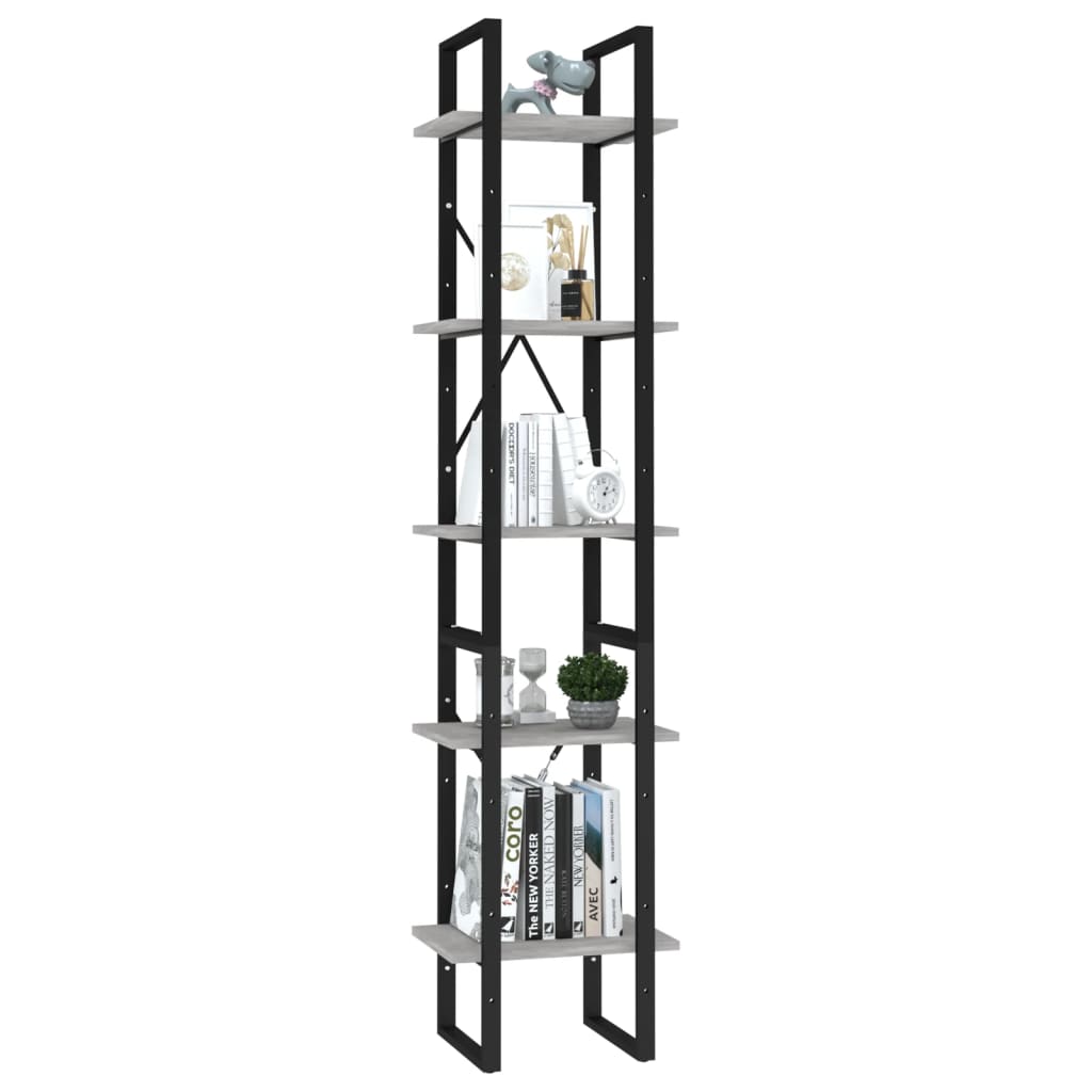 Book Cabinet Concrete Grey Engineered wood, Metal Book Cabinet