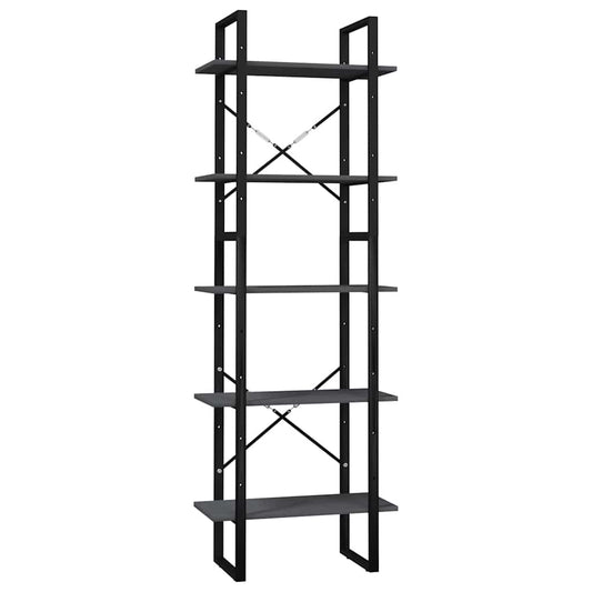 Book Cabinet | Grey | Pinewood, Metal | Large | Height-Adjustable Shelves