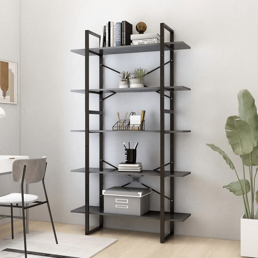 Book Cabinet | Grey | Engineered wood and metal | Large | Book Cabinet