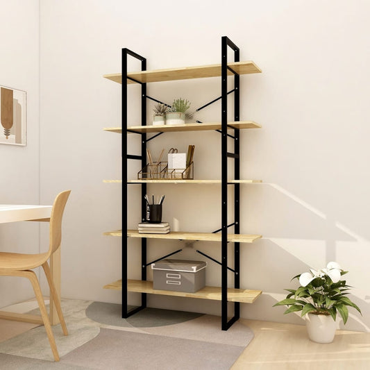 Book Cabinet | Natural wood and black | Pinewood, Metal | Large
