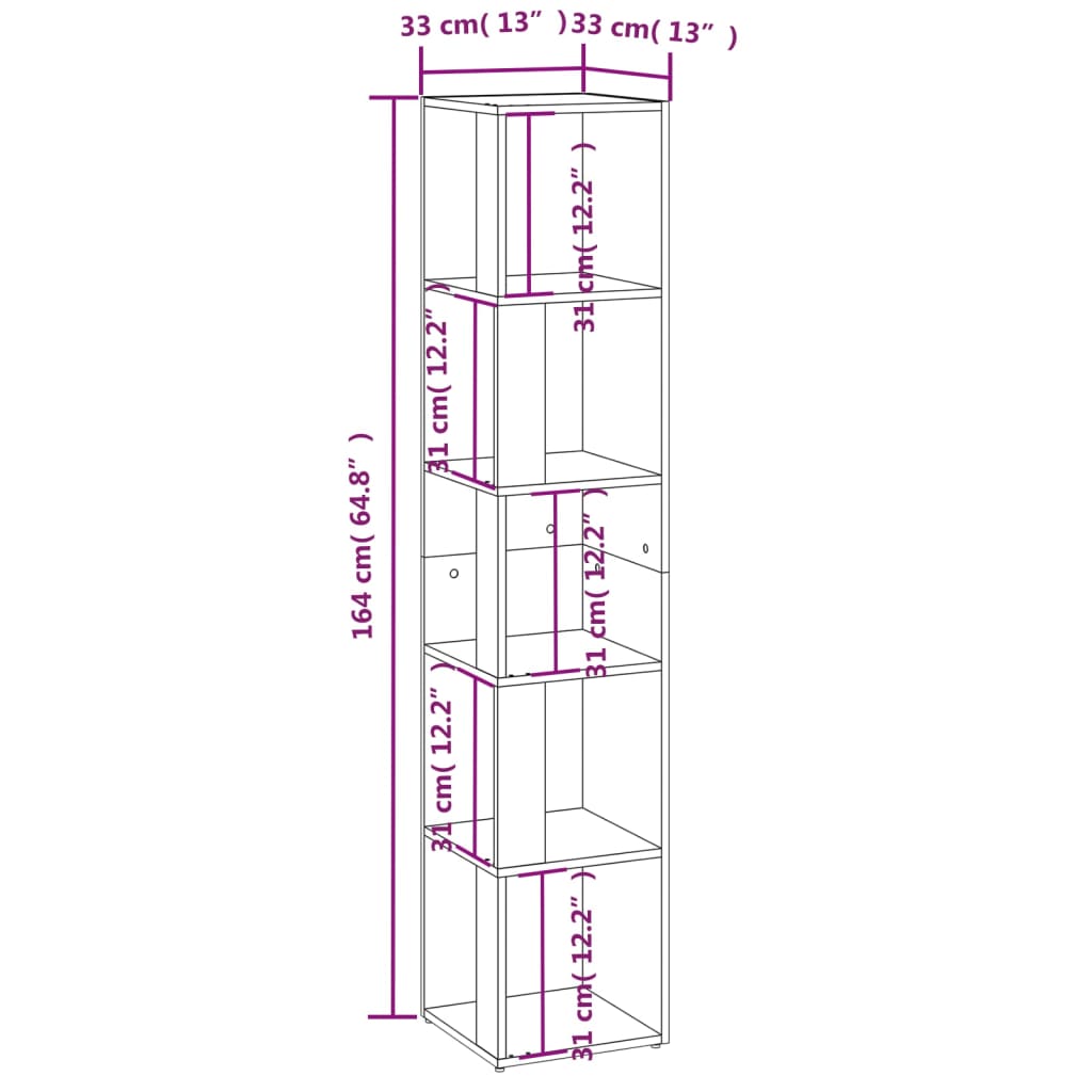 809045 vidaXL Corner Cabinet Black 33x33x164,5 cm Engineered Wood