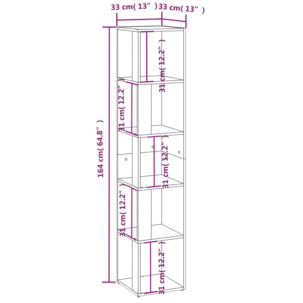 809047 vidaXL Corner Cabinet Sonoma Oak 33x33x164,5 cm Engineered Wood